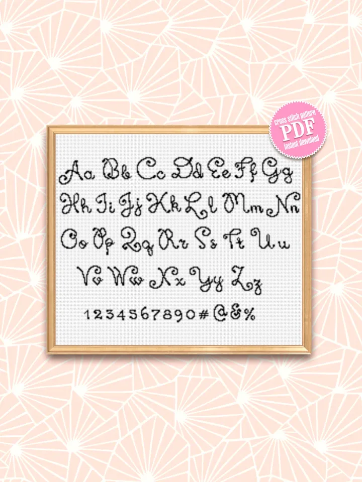 Alphabet cross stitch pattern PDF Calligraphy stitch, Handwriting font cross stitch, Letters cross stitch chart, Digital download PDF #A3