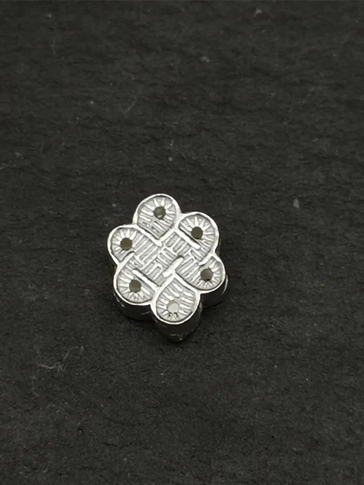 Gandhanra Handmade Tibetan Buddhist Mala Bead Pendant,Sterling Silver Lucky Knot Bead,Endless Knot Bead for Prayer Beads,Jewelry Accessories