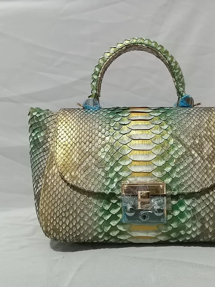 Genuine python top handle bag / designer bag / exotic leather bag / summer bag genuine snake leather / crossbody elegant classy bag