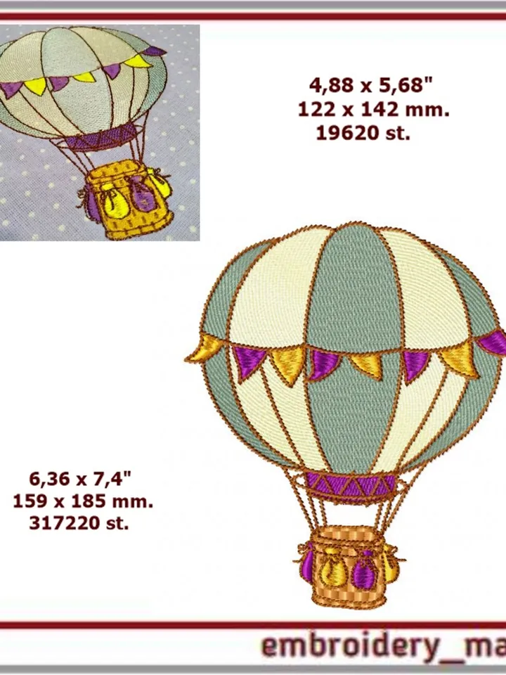 Free Embroidery design air balloon Children embroidery