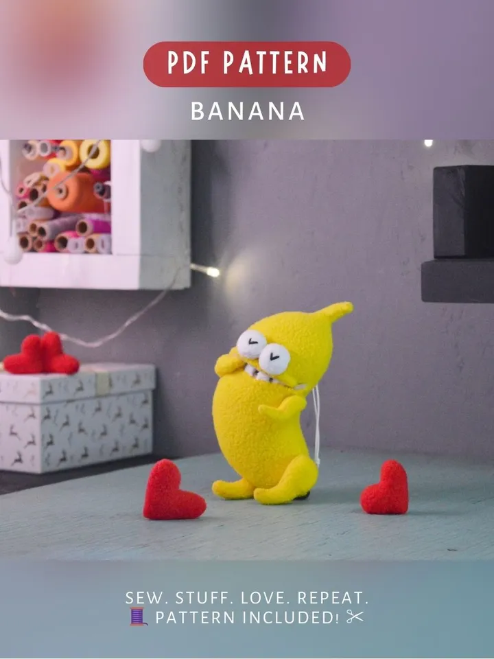 PDF Plush Toy Pattern – Fleece Banana Softie Tutorial
