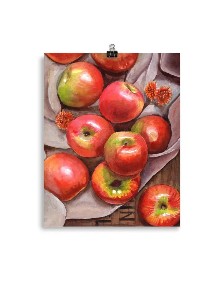 Apple Watercolor Painting Art Kitchen Decor Home Decor Still Life apple Wall Food Art Print Colorful Red Apples Poster Watercolor Painting