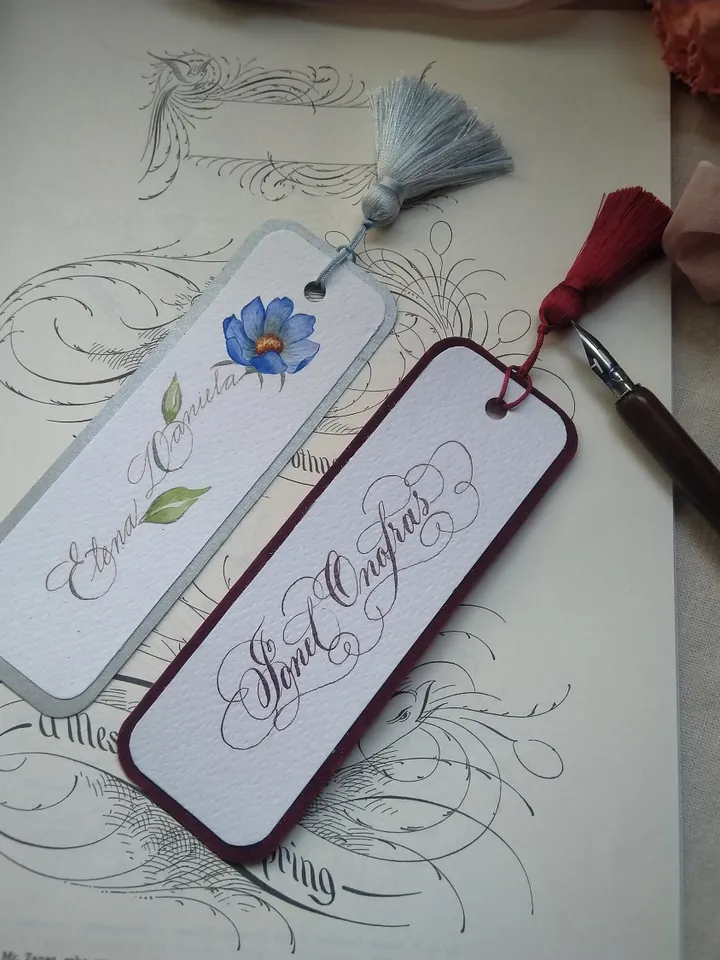 Handmade custom bookmark, personalized bookmark, customized bokmark, Book Lover Gift, bookmark set, cute bookmark, calligraphy bookmark