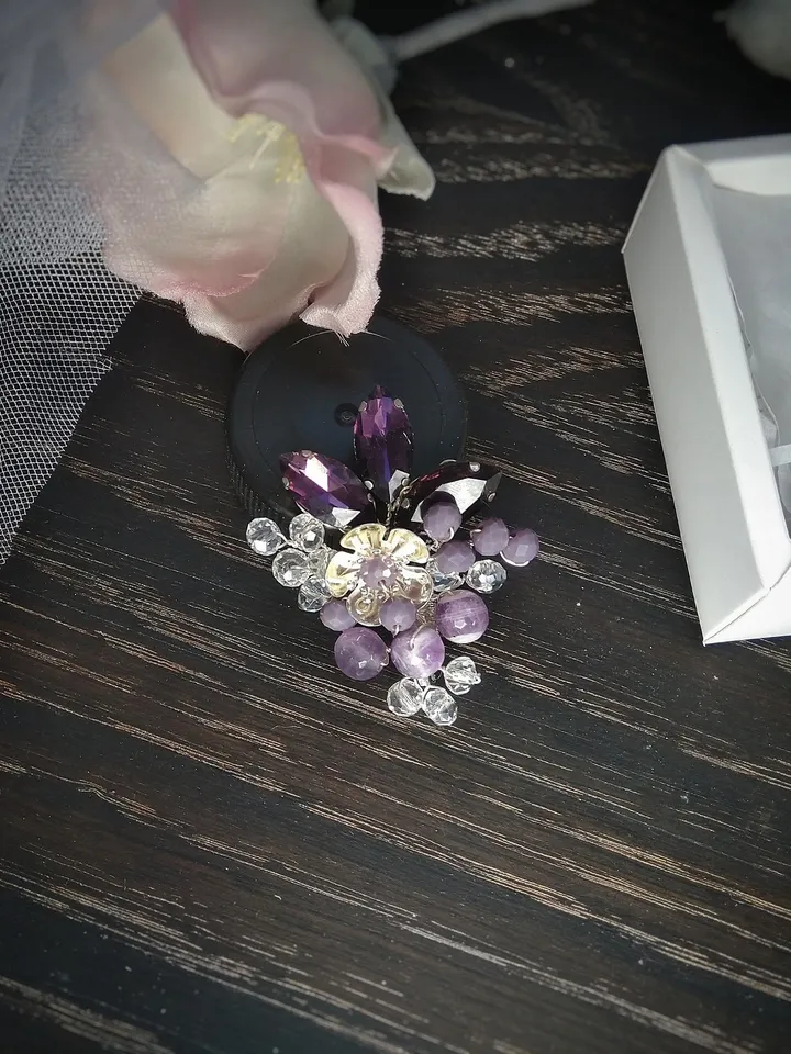 Purple handmade brooch for women, brooch bouquet, custom brooch, brooch with stone, personalized gift for her, bridesmaid gift, gift for mom