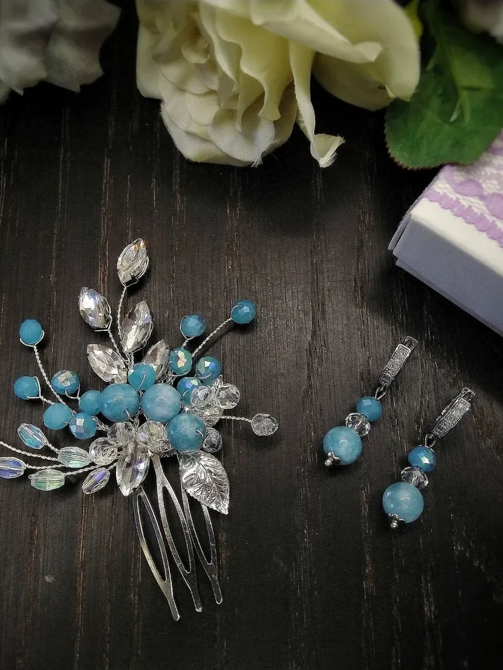 Blue jewellery set for women Unique gifts Bridesmaid gift Graduation gift for her Sister gift Best friend gift Birthday gift jewelry gift