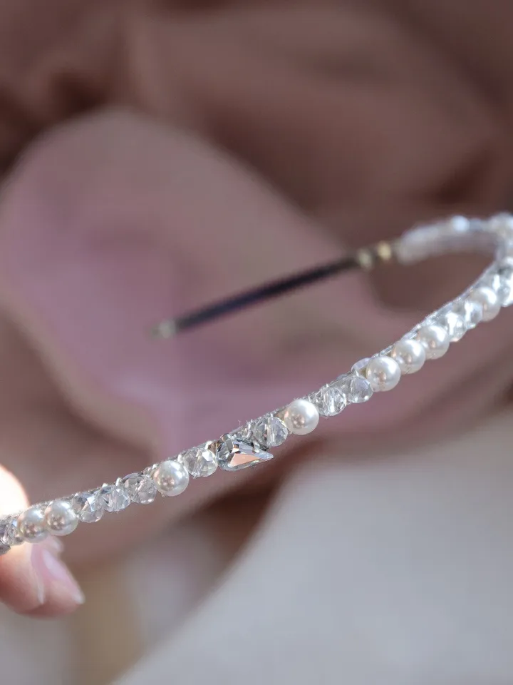 Wedding pearl tiara for bride, crystal tiara, bridal tiara, bridal crown tiara, small bridal tiara, pearl tiara, purple hair band