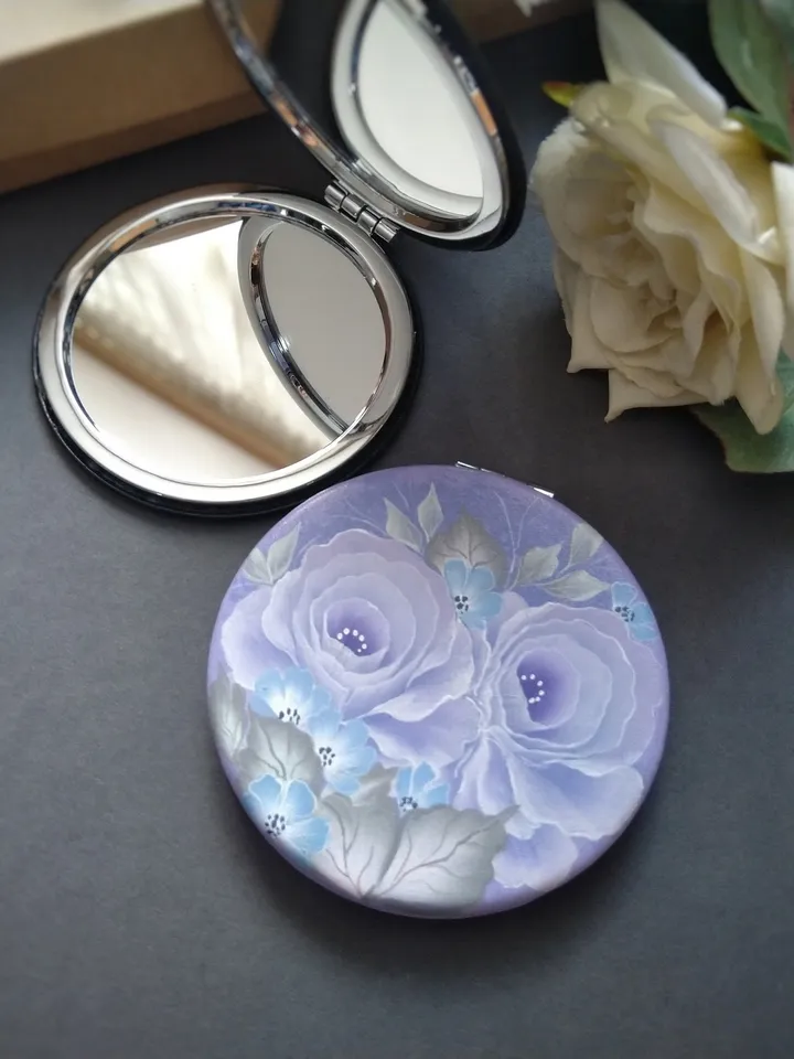 Personalized Bridesmaid Gift, purple mirror, Gift for her, Small pocket mirror, Bridesmaid Mirror Personalized, Handheld Compact
