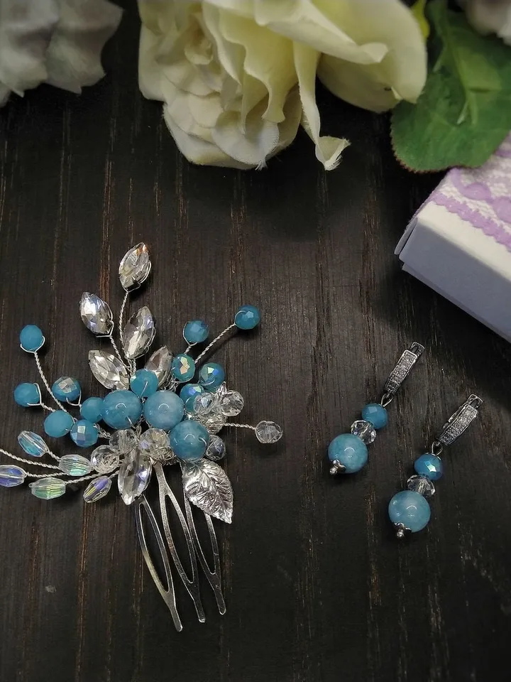 Blue jewellery set for women Unique gifts Bridesmaid gift Graduation gift for her Sister gift Best friend gift Birthday gift jewelry gift
