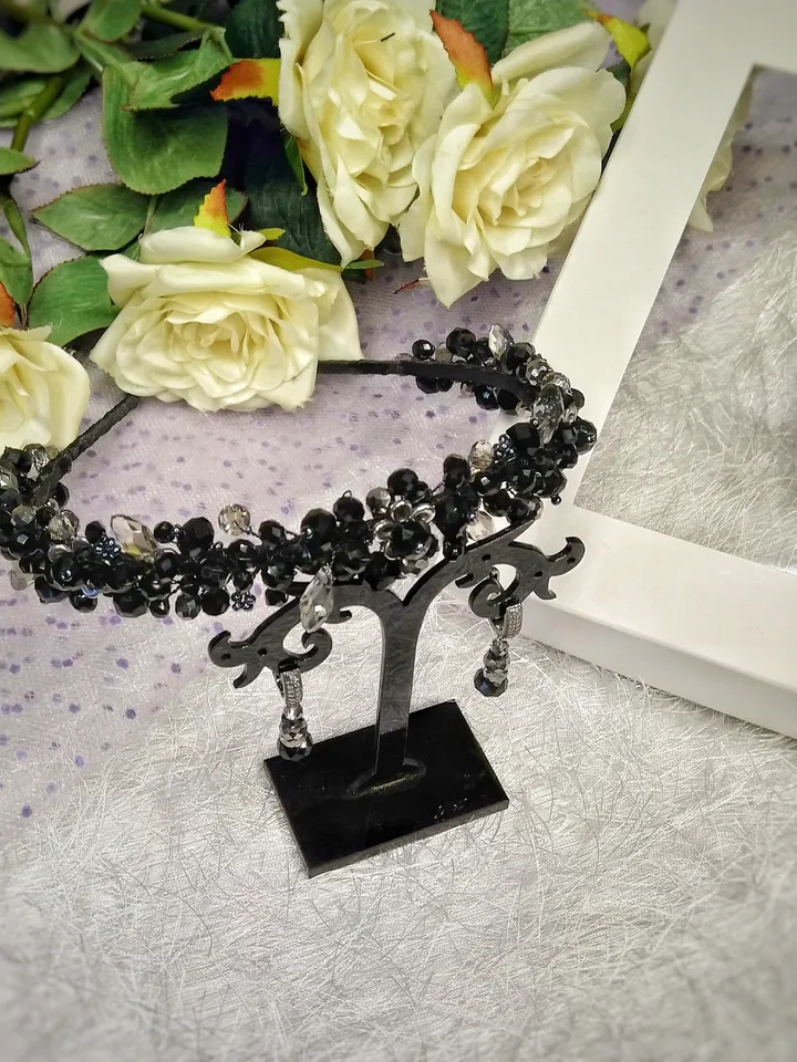 Black tiara and earrings, Unique gift for her, Sweet 16 gift, Bridesmaid gift, sister gift, best friend gift, happy birthday gift box