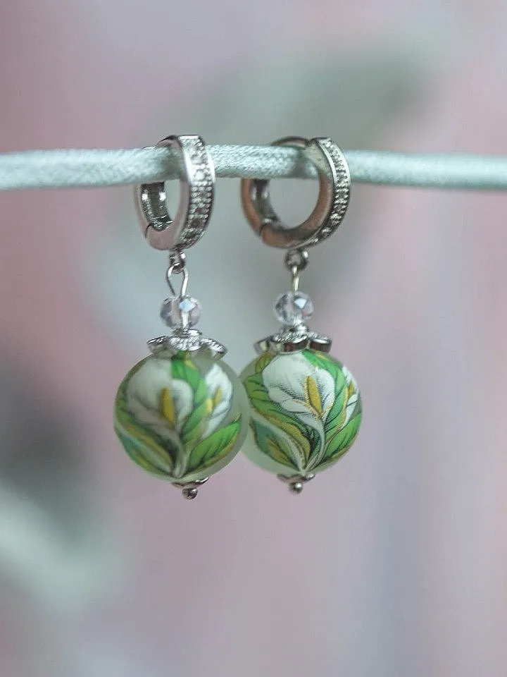 Small silver hoop earrings, hypoallergenic earrings, cool earrings, flower earrings, christmas earrings, christmas gift basket, gift for her