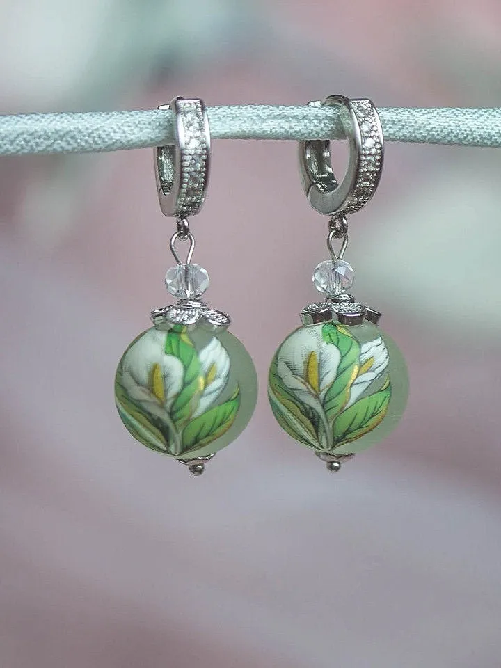 Small silver hoop earrings, hypoallergenic earrings, cool earrings, flower earrings, christmas earrings, christmas gift basket, gift for her
