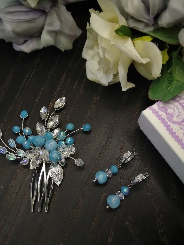 Blue jewellery set for women Unique gifts Bridesmaid gift Graduation gift for her Sister gift Best friend gift Birthday gift jewelry gift