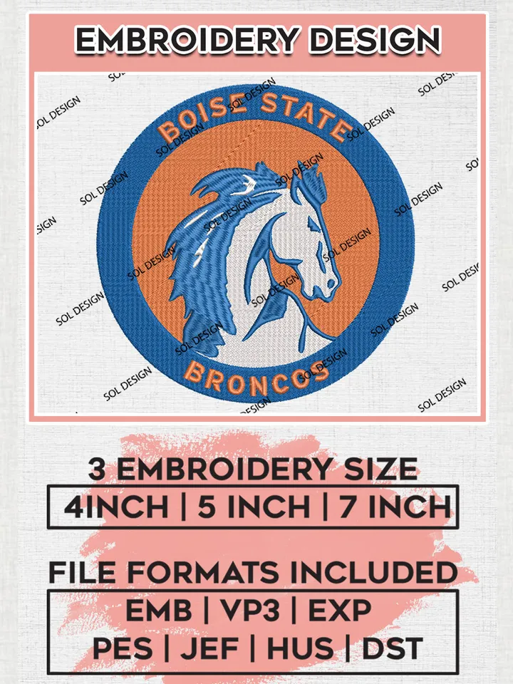 Boise State Broncos College Football Team Round Logo embroidery designs, NCAA Boise State Broncos Logo Machine embroidery files, NCAA Team Logo embroidery designs, NCAA Game Day Machine embroidery designs, Digital Download