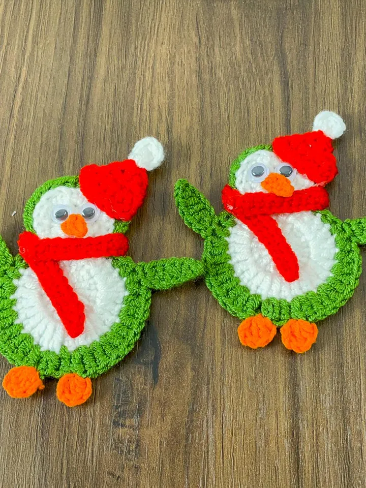 Crochet Penguin Ornament PDF Pattern, DIY Christmas Penguin Decoration, Handmade Festive Penguin Applique, Holiday Crochet Design