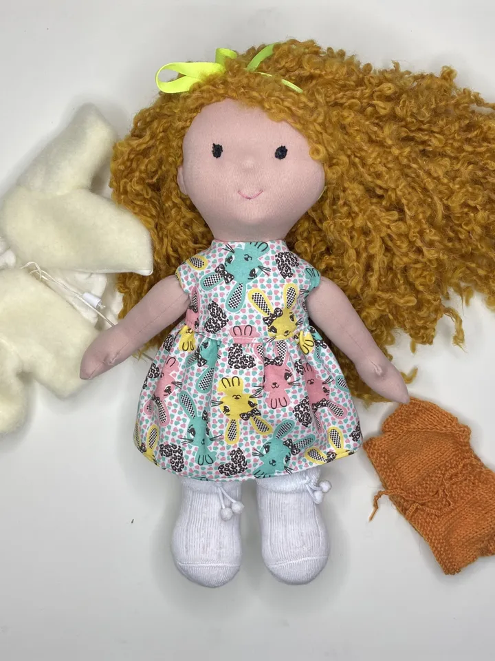 Waldorf doll ready to ship, Red hair handmade textile doll, Christmas gift for a girl, Organic eco friendly Stainer doll