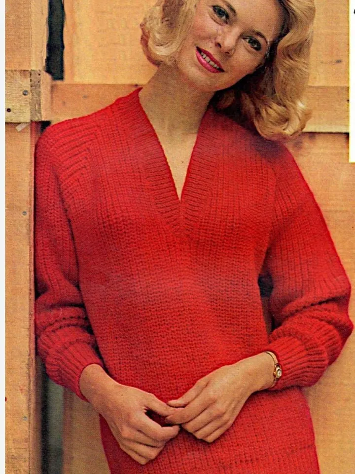 Women sweater knitting pattern, long sweater pattern, vintage pattern pdf instant download