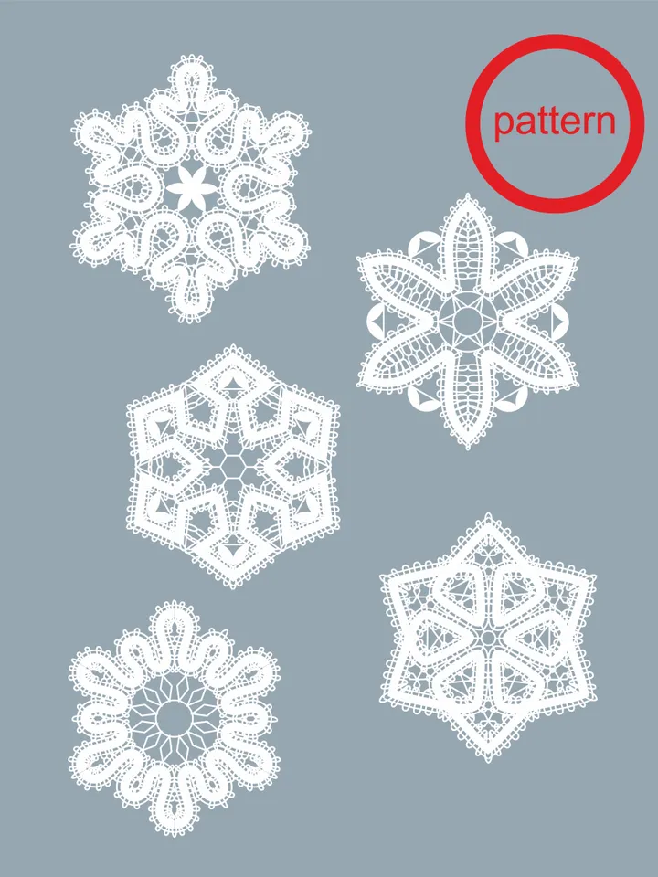 Bobbin lace Snowflake Pattern Bundle 5 PDF printable patterns $5.00 | Buy online with delivery bobbin-lace-snowflake-pattern-bundle-5-pdf-printable-patterns-5-00-buy-online-with-delivery