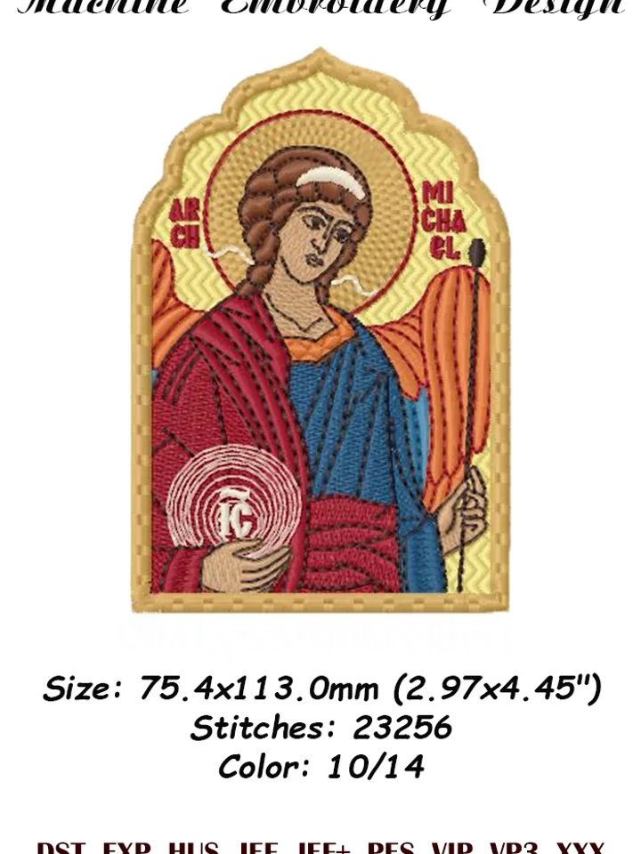 Archangel Michael embroidery design