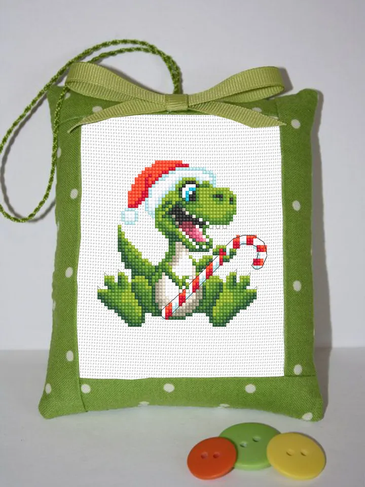 Funny dinosaur christmas cross stitch pattern PDF download, Set of 2 small dinosaur cross stitch chart, Cute dino pattern digital PDF #N113