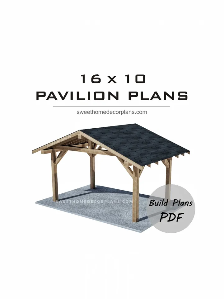 Diy 16 x 10 gable pavilion plans pdf. Carport plans. Wooden outdoor gazebo garden pavilion pdf plans. Diy backyard pergola plans