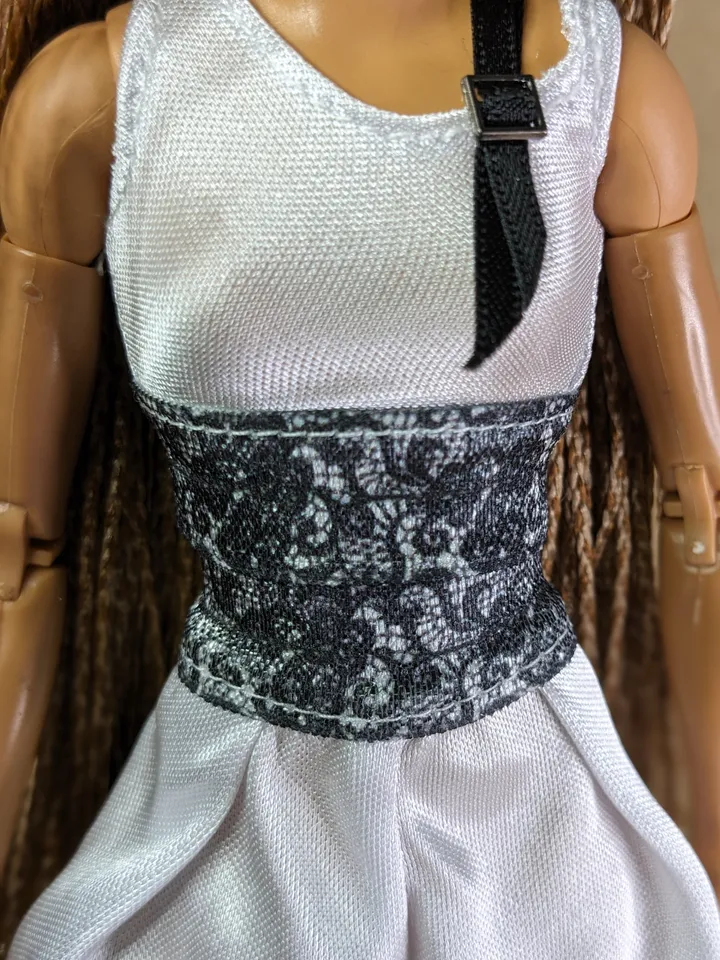 Handmade white & black floral print sports set for 1/6 scale fashion female dolls