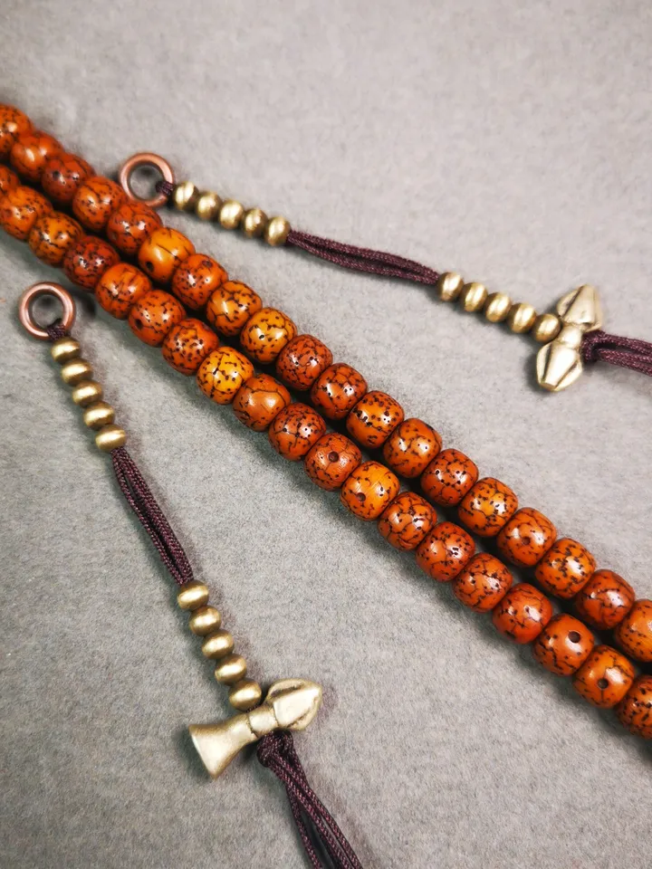 Gandhanra Handmade Tibetan Buddhist Mala Counters,Prayer Bead Counters,with Vajra and Bell Pendant,Made of Brass,Small Size 4mm