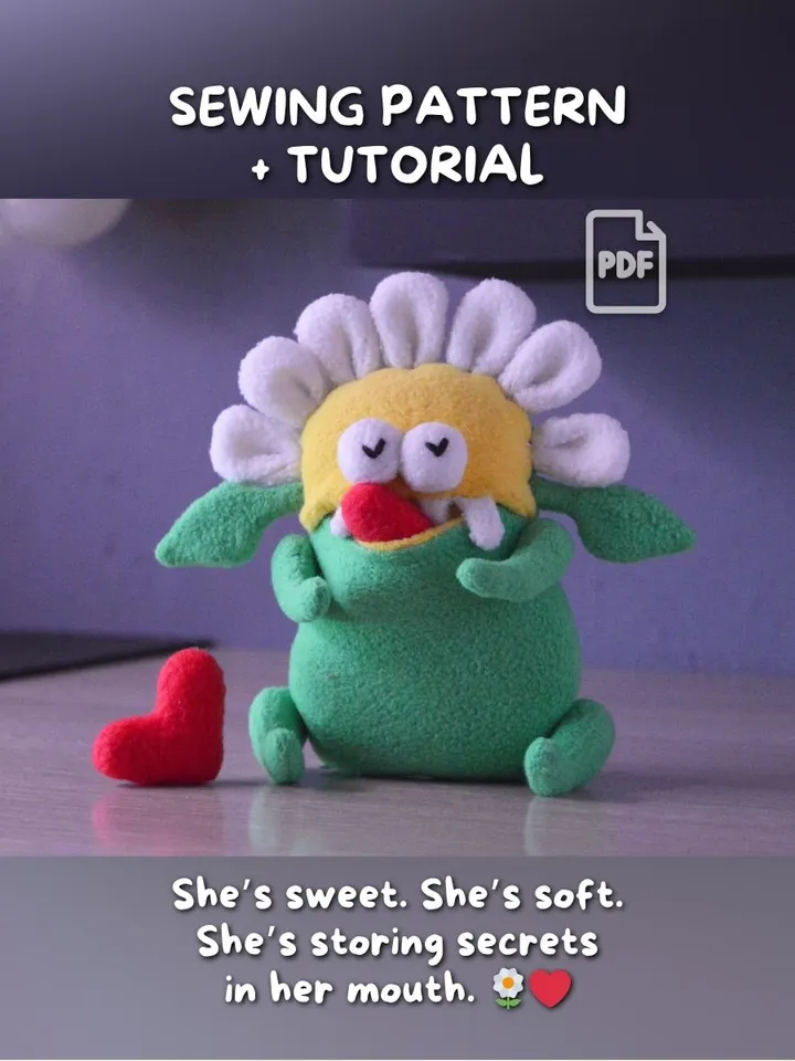 PDF Plush Toy Pattern – Fleece Flower Softie “Daisy”