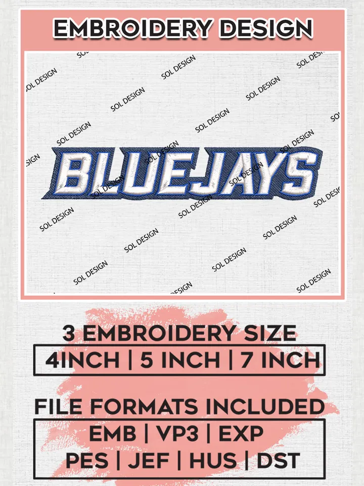 NCAA Bluejays Team Word Logo Embroidery Design Files, NCAA Creighton Bluejays Machine Embroidery, NCAA Teams, 3 sizes, NCAA Machine embroidery designs, Digital Download
