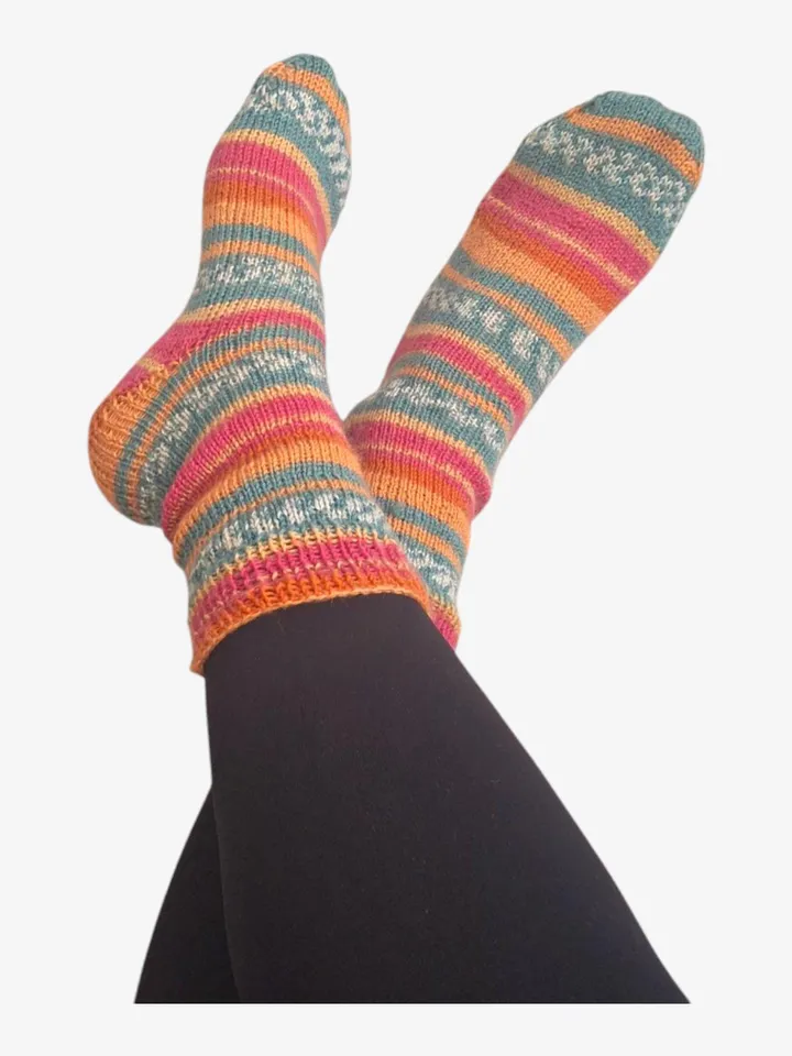 Personalized Hand-Knitted Socks β Warm and Cozy, Purple Wool Socks, Winter Socks , Knit Wool Socks