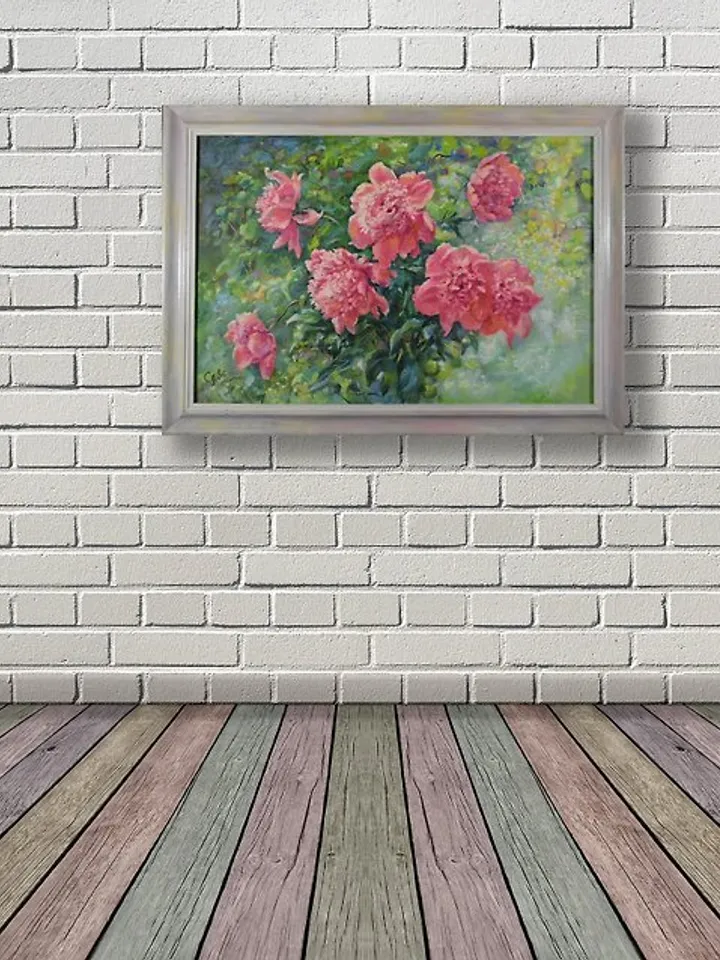 Peonies Painting Flower Original Art Floral Oil Canvas Artwork