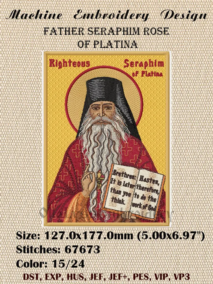 Father Seraphim Rose of Platina embroidery design