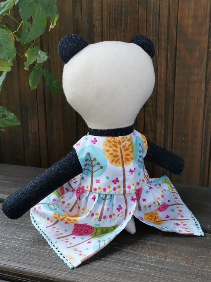 Panda soft toy, handmade plush doll, wool Chinese panda, textile stuffed toy