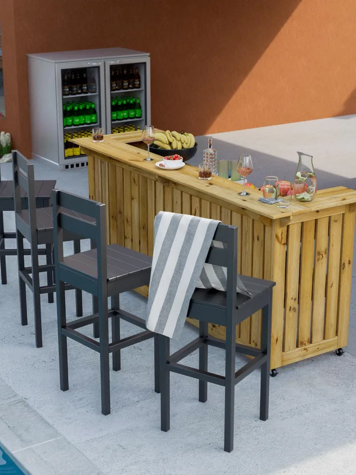 DIY Outdoor Bar Plans, Bar Stool Plans, Patio Furniture, PDF
