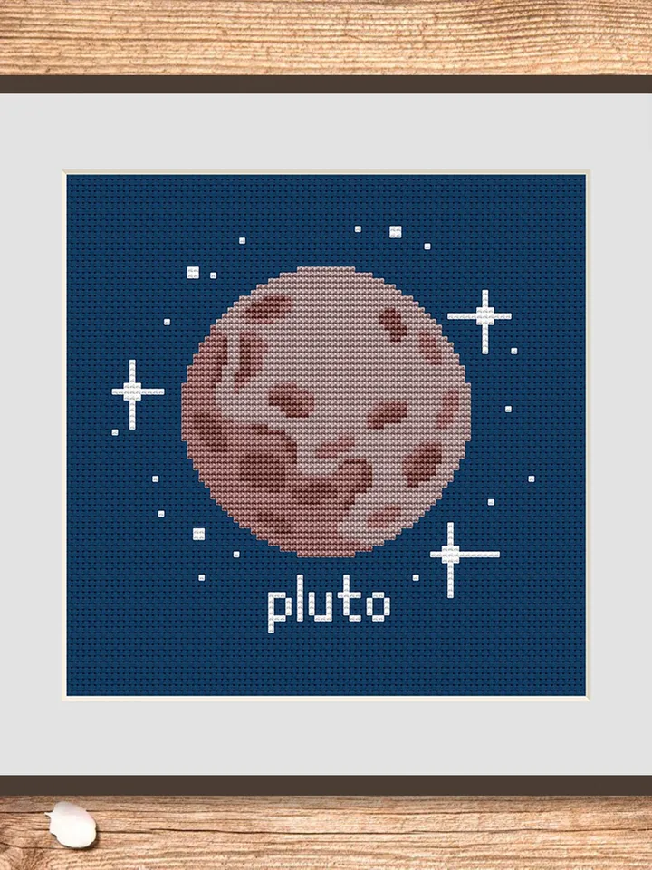 Pluto Cross Stitch Pattern, Planets Cross Stitch Pattern, Pluto Pattern, Space Cross Stitch Pattern, Solar System Patterns #spc009