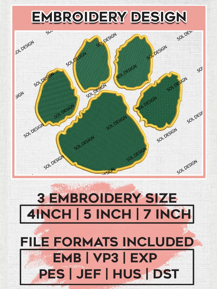Northern Michigan Wildcats Team Footprint Logo Embroidery Design Files, NCAA Northern Michigan Wildcats Machine Embroidery, NCAA Teams, 3 sizes, NCAA Machine embroidery designs, Digital Download