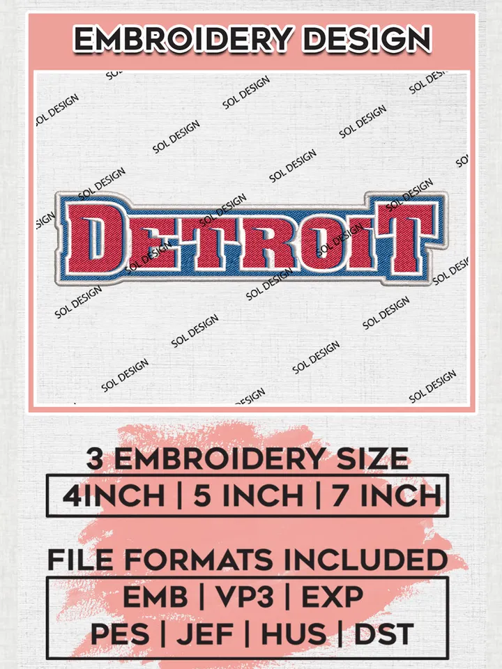NCAA Detroit College Football Team Logo Embroidery Design Files, NCAA Detroit Mercy Titans Machine Embroidery, NCAA Teams, Game Day, 3 sizes, NCAA Machine embroidery designs, Digital Download