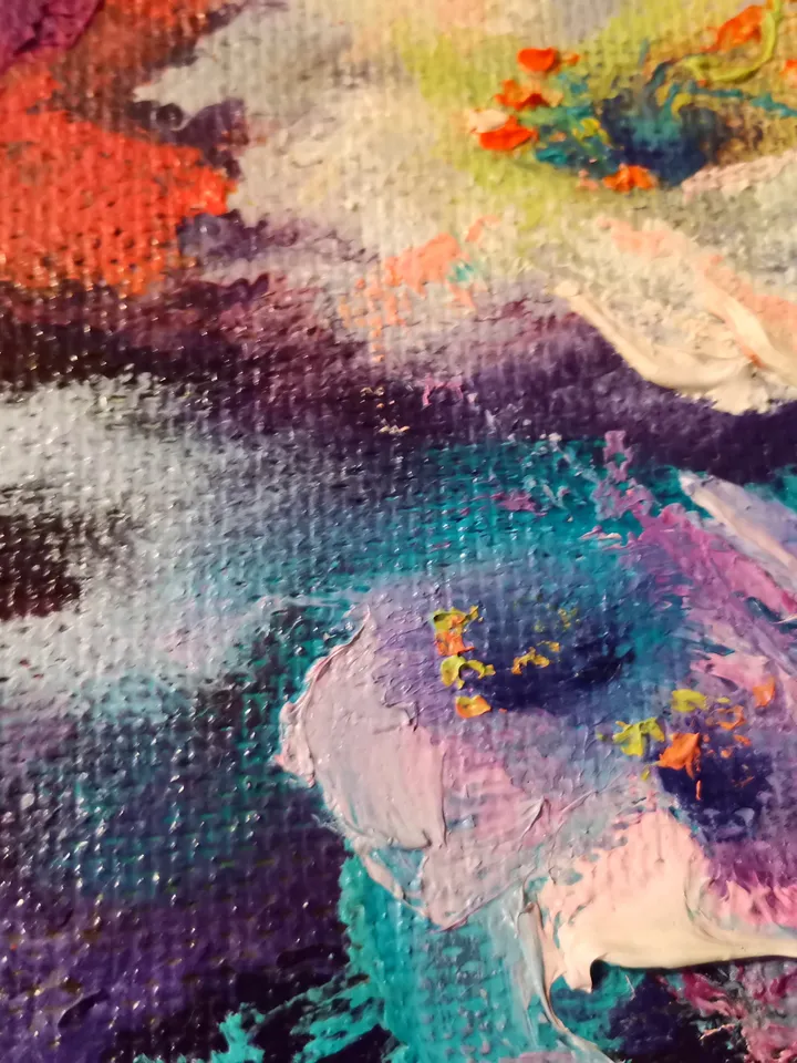 Sea Flowers Underwater Art Original Oil Painting Abstract Framed Impasto Svinar Oksana
