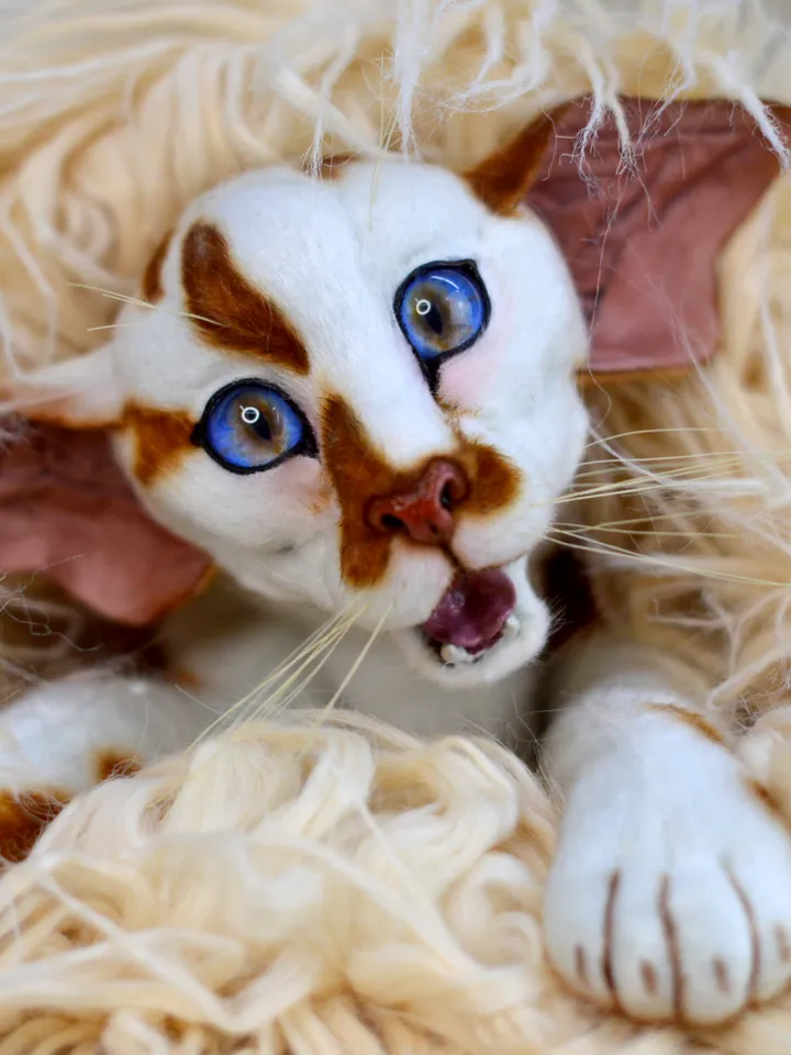 Realistic Stuffed Cat Toy - Portrait of a Domestic Plush Toy - Stuffed Cat - OOAK - Kitty