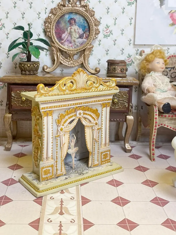 Ballet theater. dollhouse miniature. Classic puppet theater. Author's design Handmade. 1:12. Theater for a dollhouse.