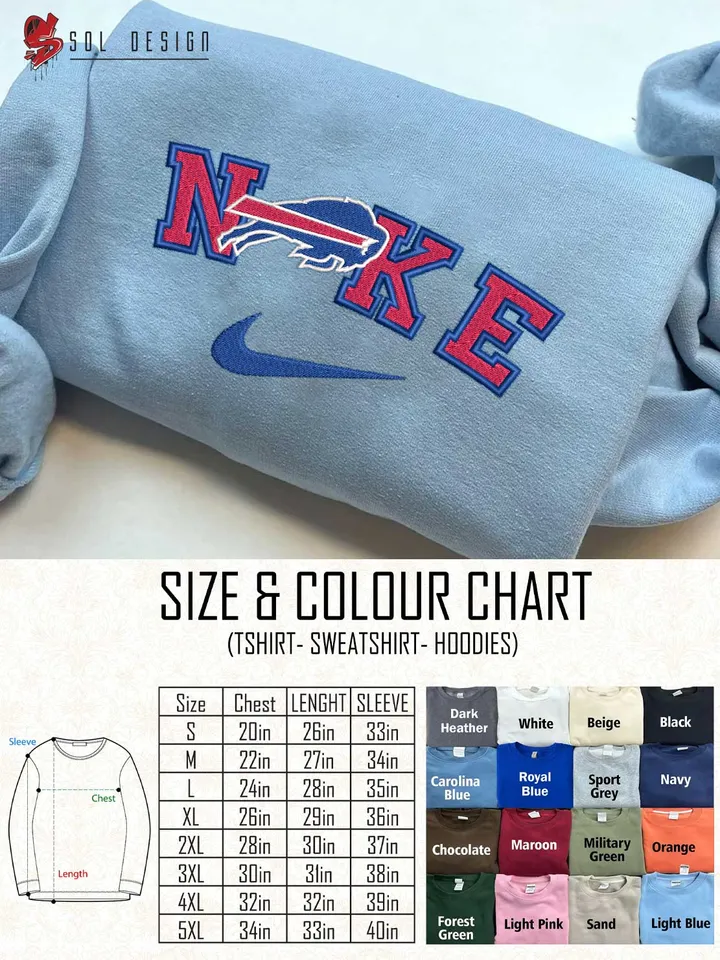 Ni.kee Buffalo Bills Team Embroidered Sweatshirt, NFL Bills Embroidered T Shirt, NFL Team Embroidered Sweater, NFL Buffalo Bills Shirt, Football Embroidered Hoodie