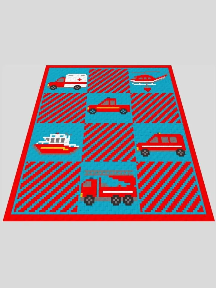 Crocher C2C Emergency Vehicle graphgan blanket pattern
