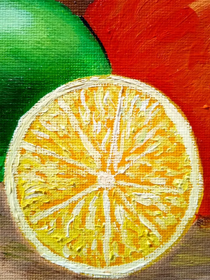 Still Life Fruit Art Orange Lime Lemon Original Oil Painting Fruit Painting