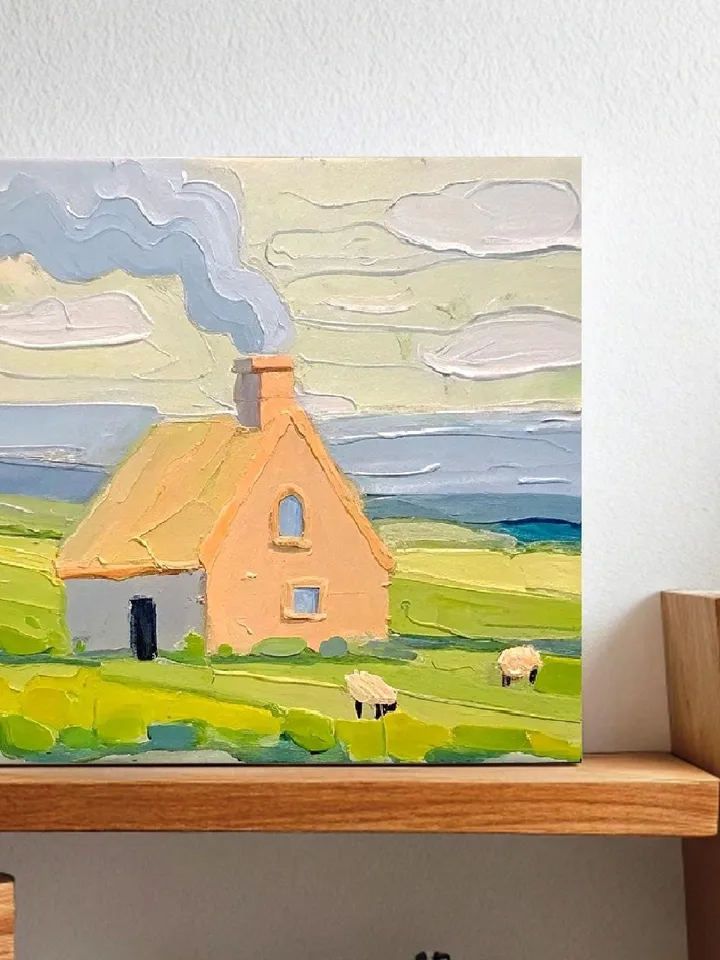 Ireland Painting Irish Farm Original Art Sheeps Painting Kinsale Landscape Impasto Oil Painting Farm Small Artwork Gift by ArtProkopaloSv