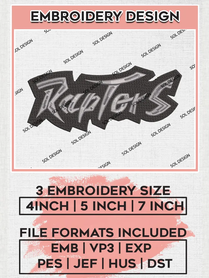 NBA Toronto Raptors Wordmark Logo Machine Embroidery Design, Toronto Raptors Embroidery Design Files, NBA Logo Machine Embroidery, NBA Embroidery Design, Digital Download