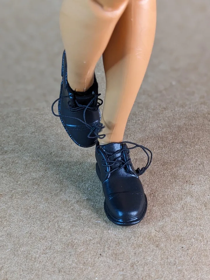 Premium icons black lace-up shoes for 12 inch male dolls