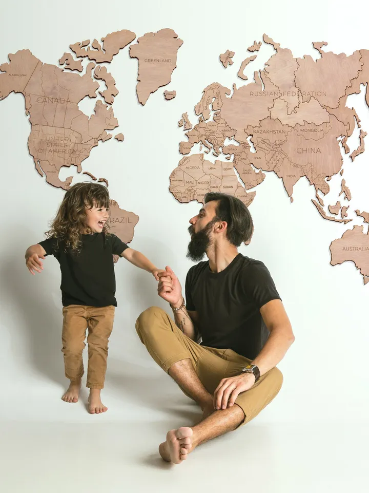 5th Anniversary Gift For Husband 3D Wooden World Map by Enjoy The Wood Rustic Home Decor Rustic Wall Art Decor Wooden Large Wall Art