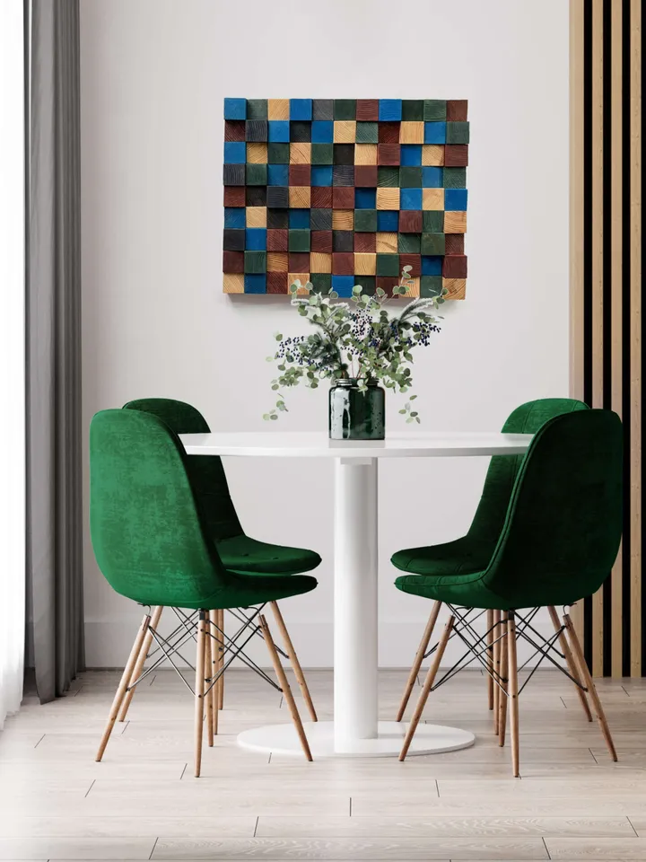 Large Wall Art Natural Wood Wall Decor, Nautical Decor 3D Abstract Wall Panels Wooden Pieces Elite Art Luxury Decor Blue Ocean Office Decor