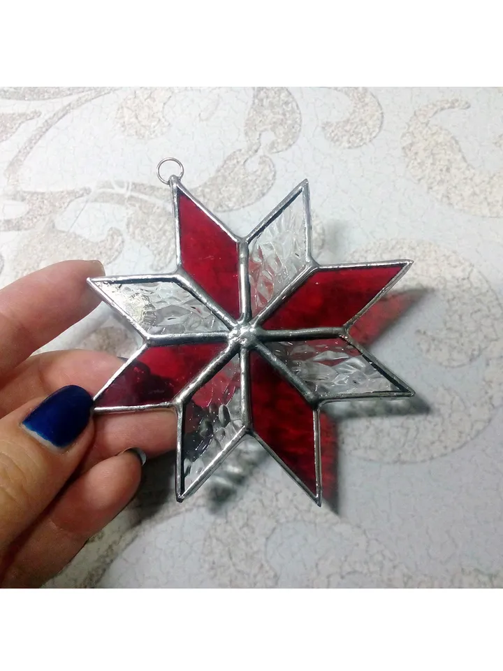 Christmas decorations, snowflake suncatcher, christmas tree star, new year tree toy, hygge christmas