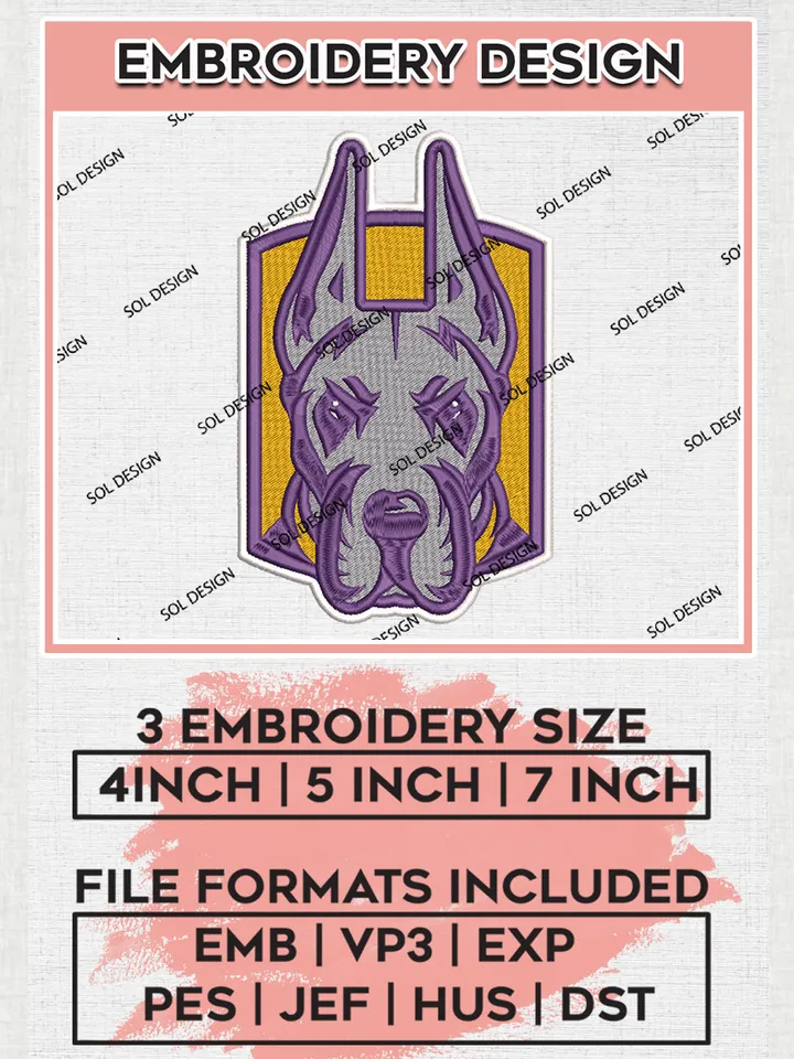 UAlbany Great Danes College Football Team Head Mascot Logo embroidery designs, NCAA UAlbany Great Danes Logo Machine embroidery files, NCAA Team Logo embroidery designs, NCAA Game Day Machine embroidery designs, Digital Download