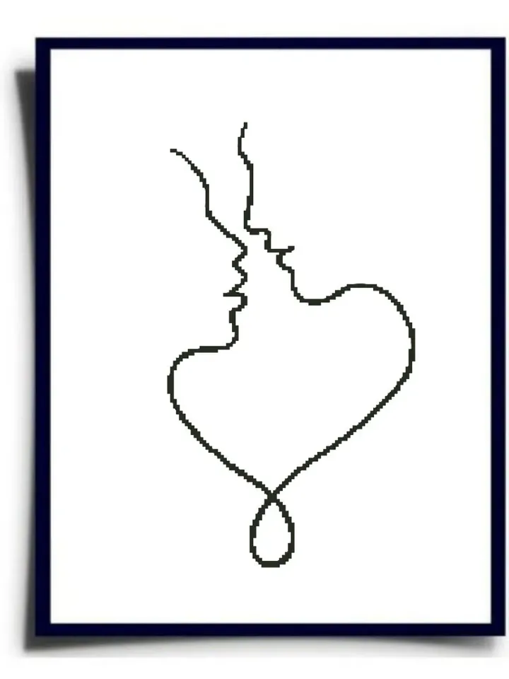 Silhouette couple cross stitch PDF pattern, Simple Valentine's day embroidery, Instant download